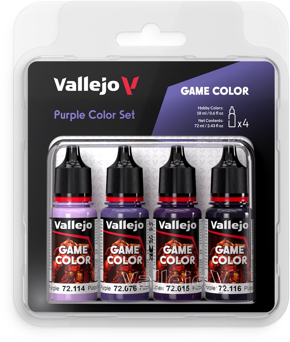 Vallejo hobbyverf acrylverf - 72382 game color - purple color set - acryl set verf set - 4x 18 ml
