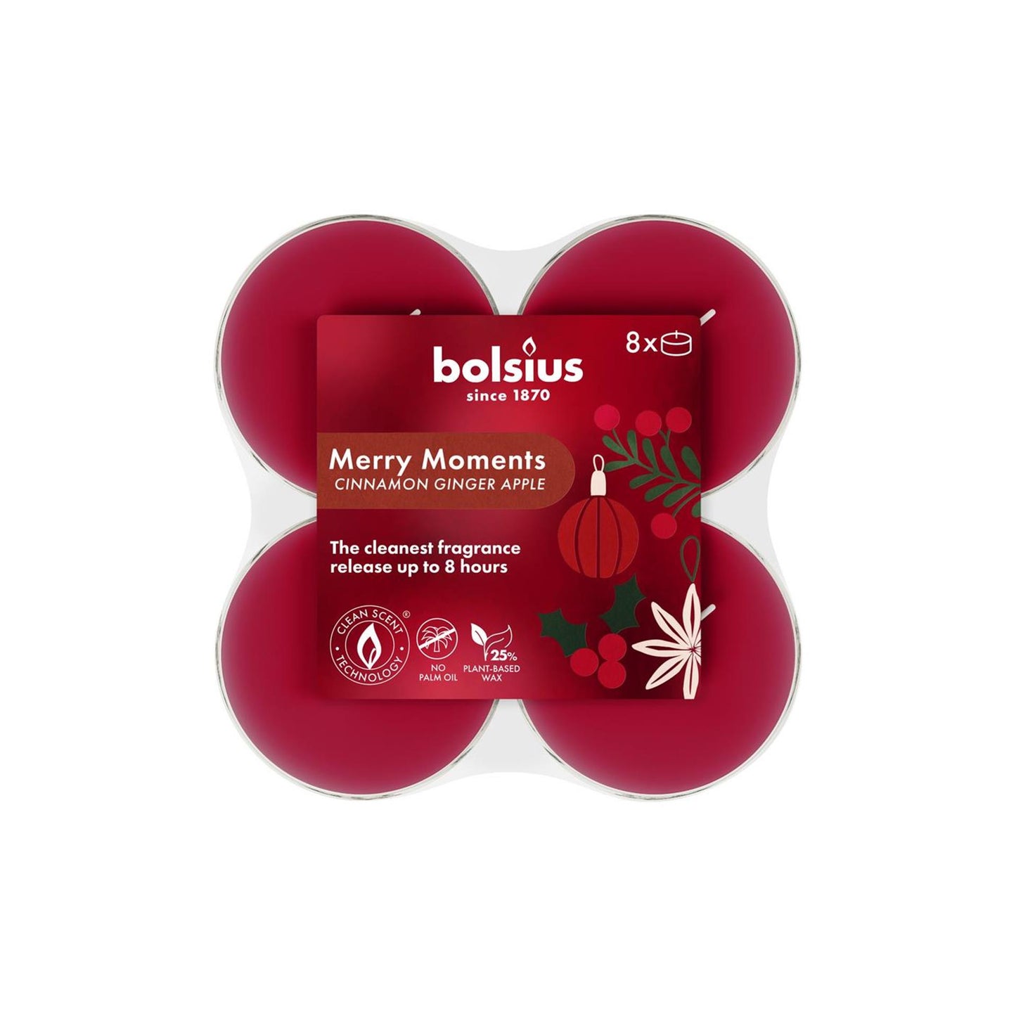 Bolsius maxilicht merry moments 8 stuks