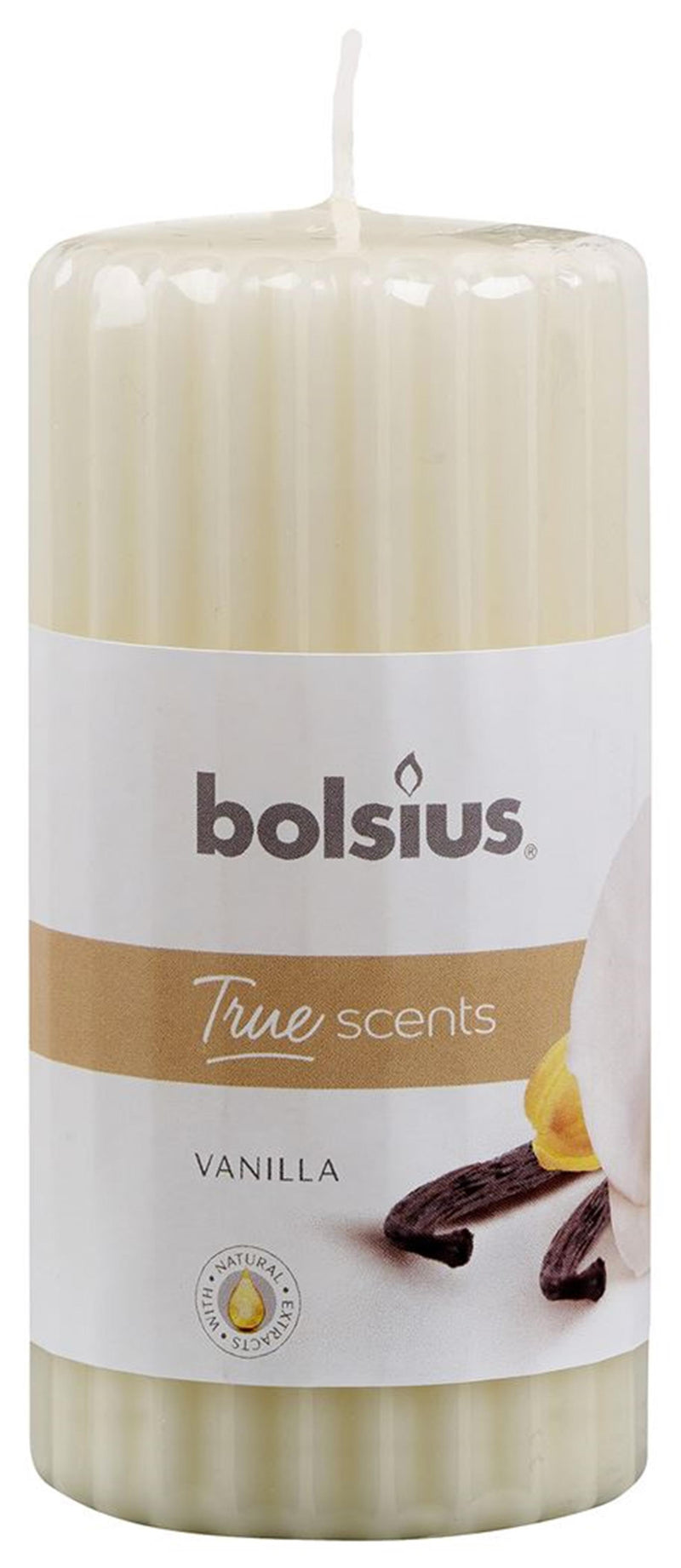 Bolsius candela pilastro profumo vaniglia 120 58