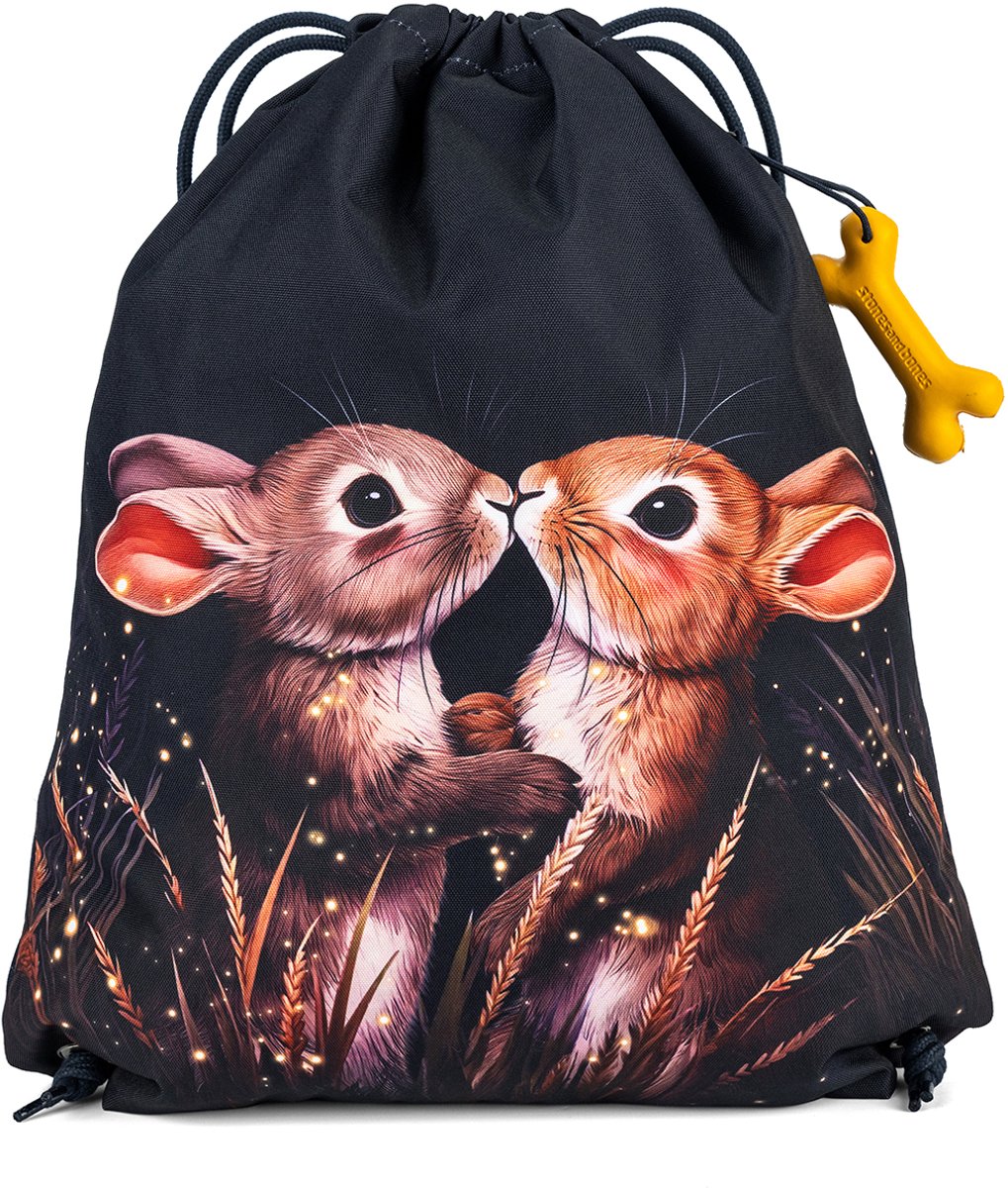 Sassi e ossa nocciola 4.0 - borsa da palestra - borsa da nuoto - materiale impermeabile - coniglietti del crepuscolo - blu scuro