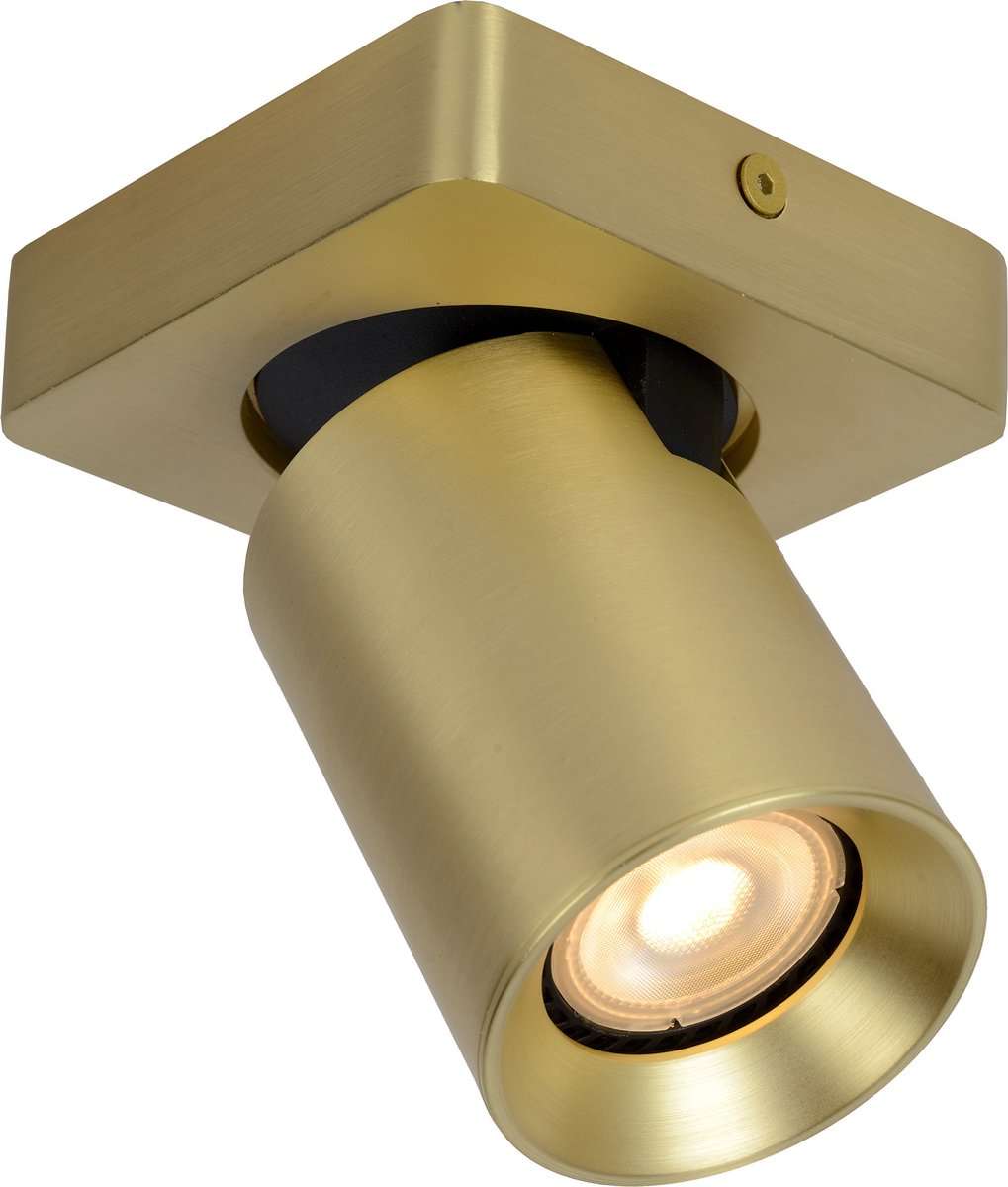 Lucide nigel - plafondspot (plafondlamp) - led dim to warm - gu10 - 1x5w 2200k 3000k - mat goud messing