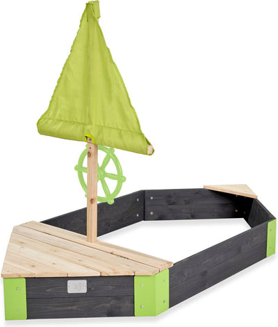 Exit Toys exit axent barca sabbiera in legno 190x90cm - sabbiera da esterno - sabbiera per bambini - legno FSC - giardino