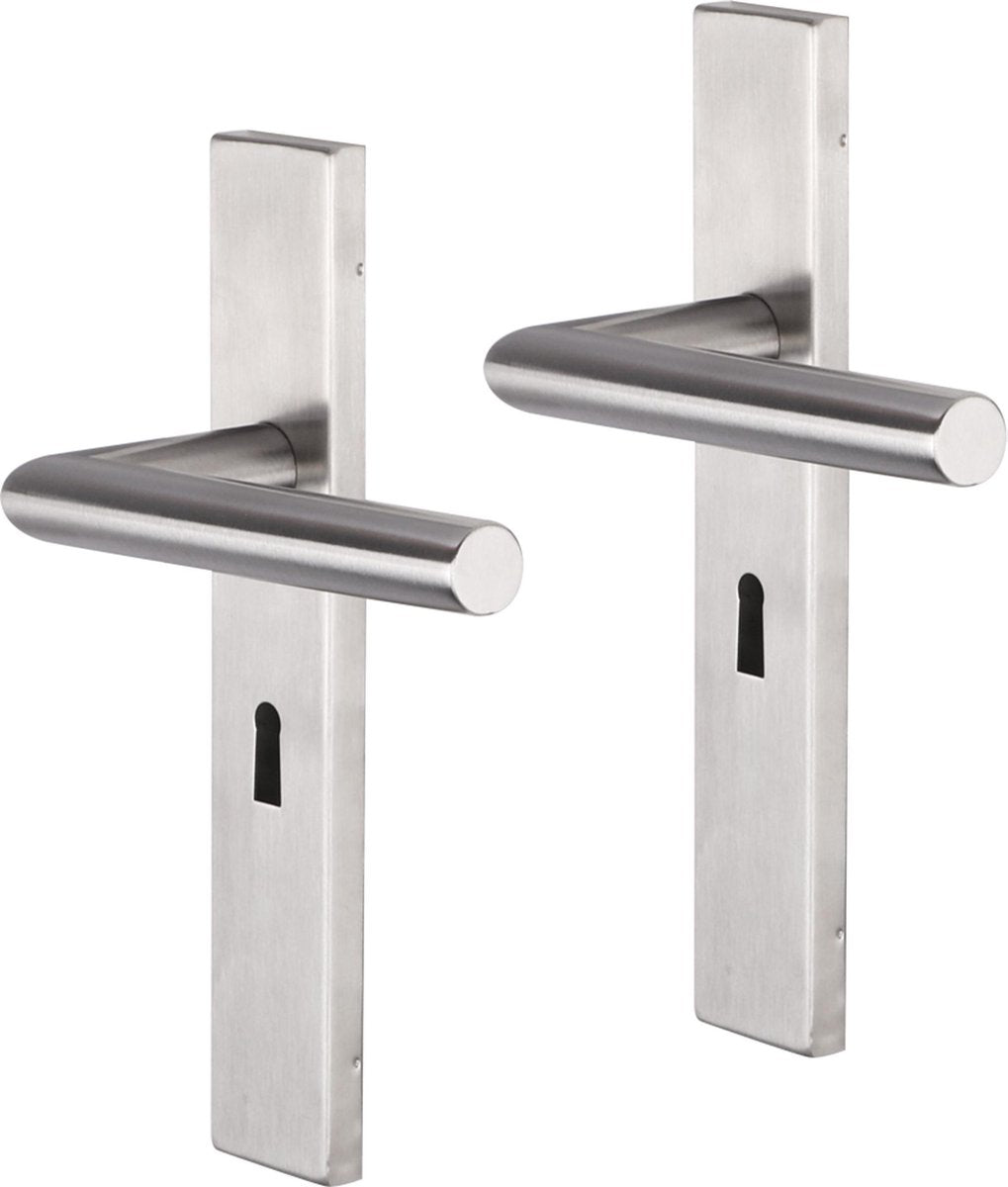 Impresso deurkruk - harrow - voor binnen - vierkant deurschild met sleutelgat - rvs - 2 stuks