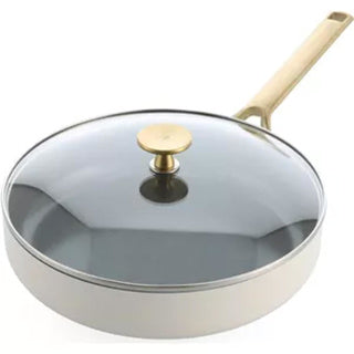 Bk sublime sauté pan 28cm with lid - 3.6l - pfas-free non-stick coating - sauté pan induction - ceramic pan - oven safe up to 220°c - with glass lid - cream