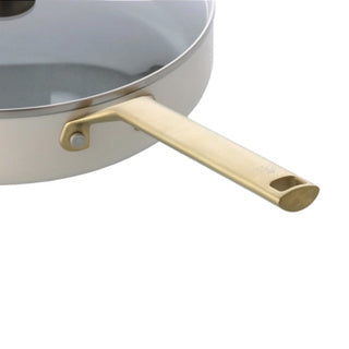 Bk sublime sauté pan 28cm with lid - 3.6l - pfas-free non-stick coating - sauté pan induction - ceramic pan - oven safe up to 220°c - with glass lid - cream