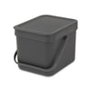 Brabantia sort go prullenbak - 6 liter - dark grey