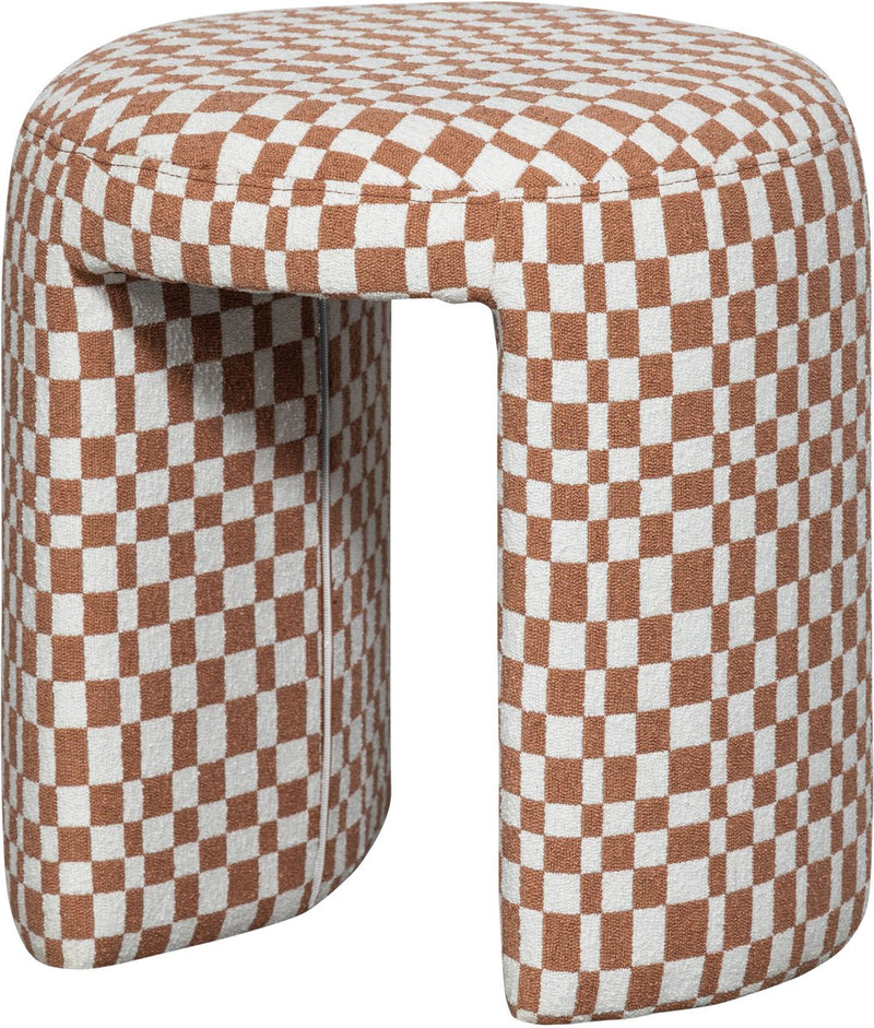 Taburete de madera charlie - poliéster - cuadros - naranja