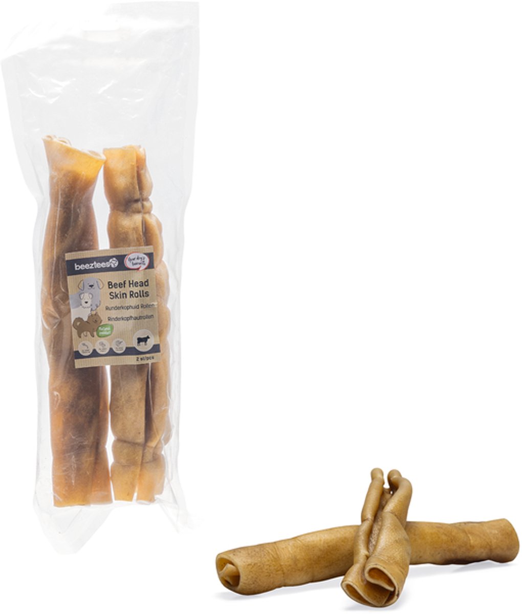 Beeztees runderkophuid rol - hondensnack - 2 st.