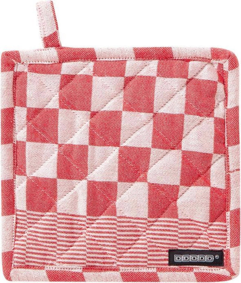 Portapentole per barbecue Ddddd - set da 2 - cotone - a quadri - con occhiello per appendere - 21x21 cm - rosso