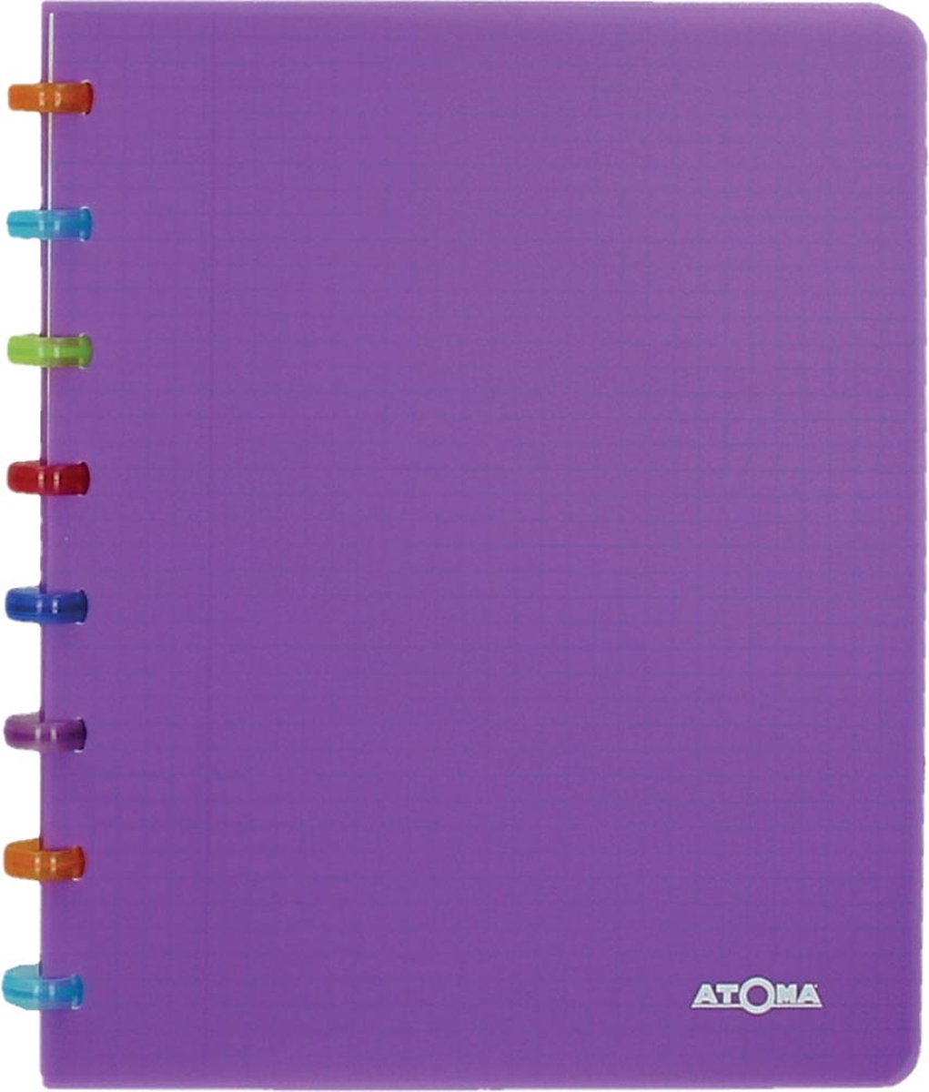 Quaderno Atoma tutti frutti, ft a5, 144 pagine, commerciale a quadretti, viola trasparente