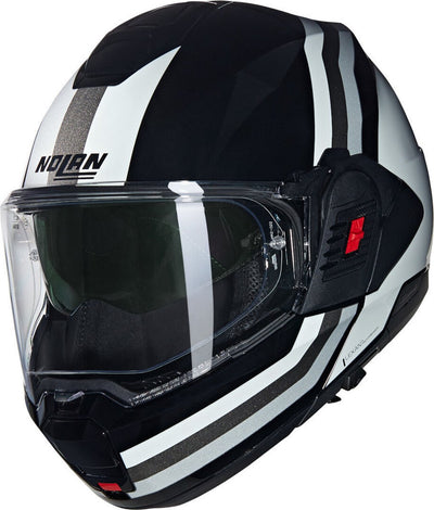 Casco Nolan n120-1 linea 348 nero bianco argento lucido - casco