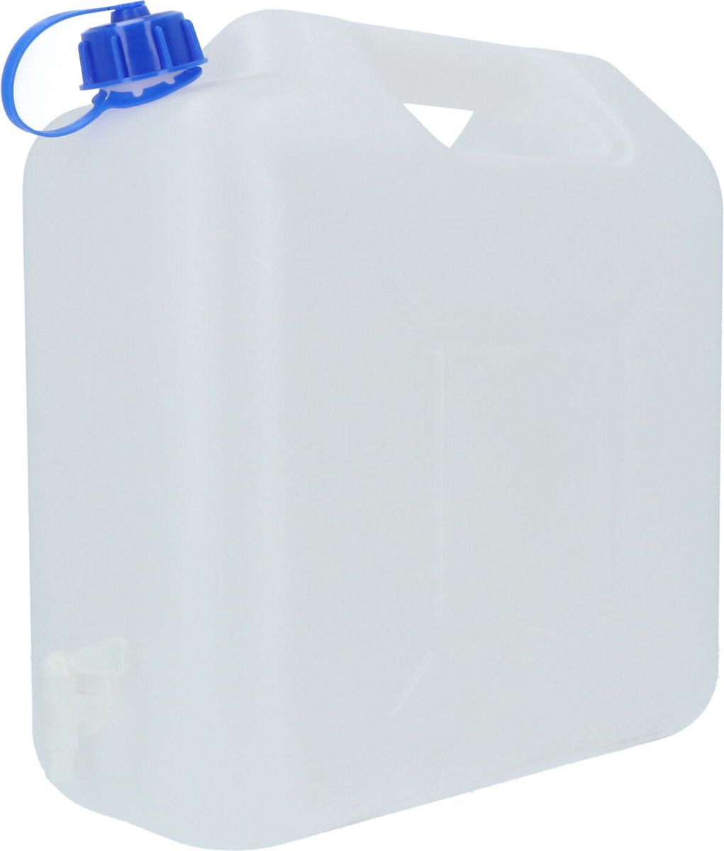 Jarra de agua Carpoint 15 litros - con grifo - plástico - con asa - tapón de rosca - para transporte de camping