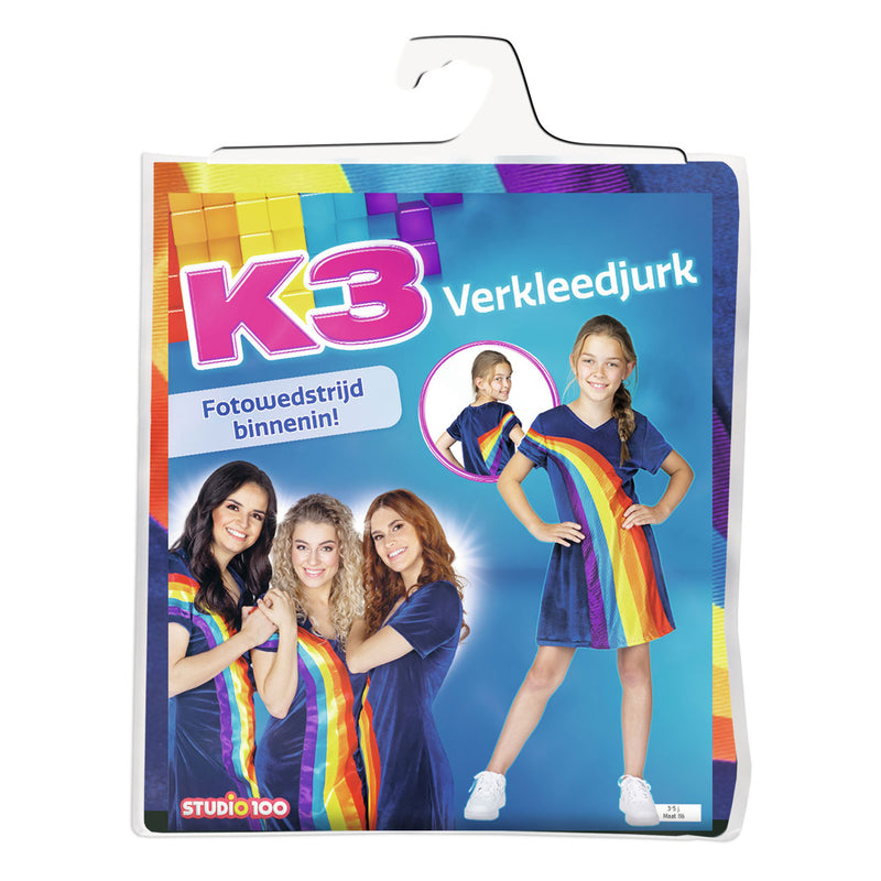 Abito k3 vestito arcobaleno blu, 3-5 anni