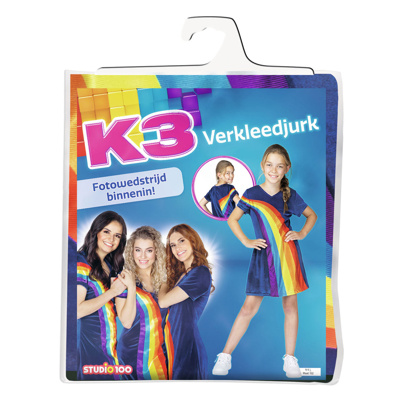Abito k3 vestito arcobaleno blu, 9-11 anni