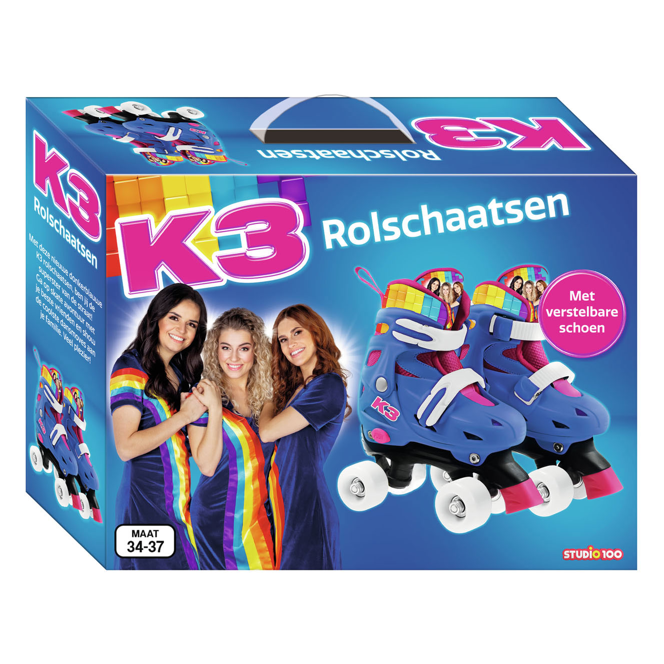 K3 rolschaatsen regenboog, maat 34-37