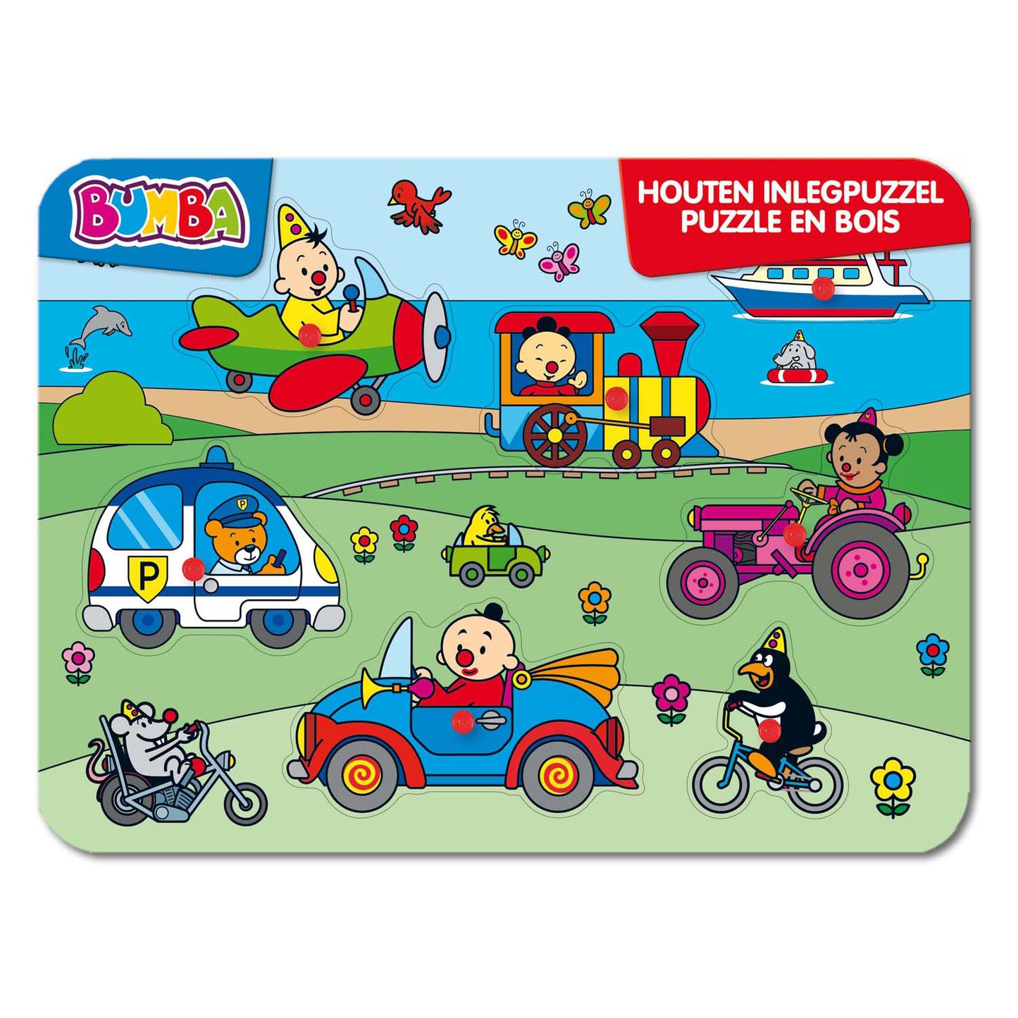Bumba houten inlegpuzzel - voertuigen