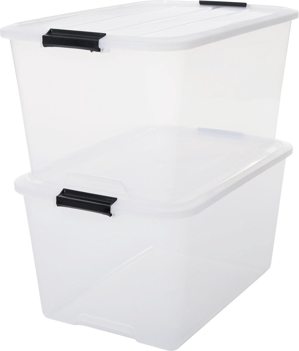 Iris topbox opbergbox - 45l - kunststof - transparant - set van 2