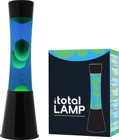 I-total lava lamp - lava lamp - mood lamp - 40x11 cm - glass aluminum - 30w - blue with green lava - black - xl1790