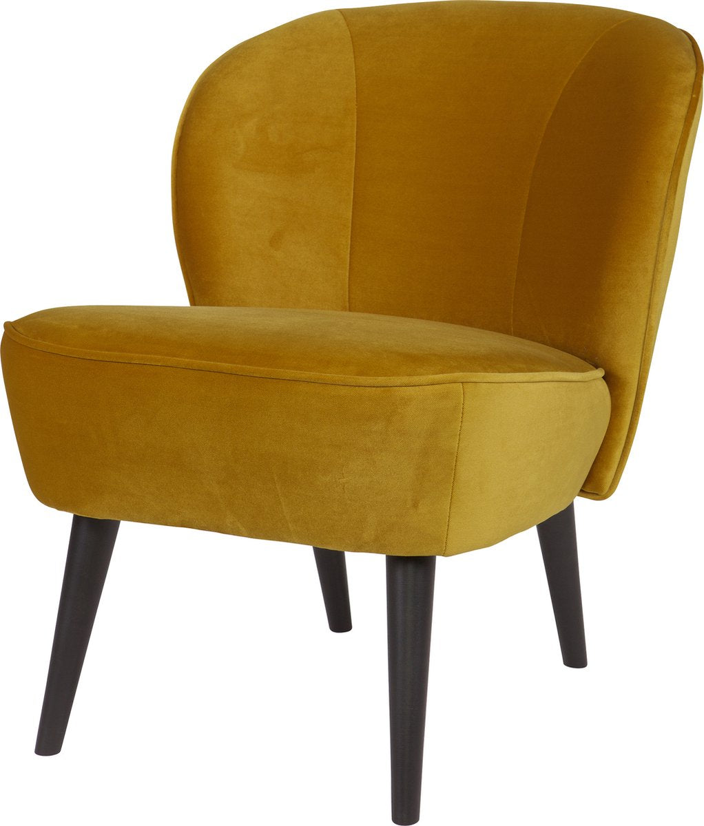Sillón Woood Sara - terciopelo - ocre - 59x71x70