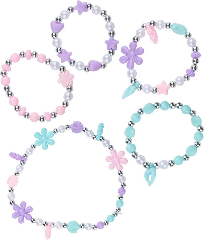 Eddy Toys Set de fabricación de pulseras para niños - Set de fabricación de joyas con cuentas en rosa, violeta y azul - Fabricación de pulseras con hilo elástico y formas - Juego creativo de pulseras de cuentas 10000 piezas