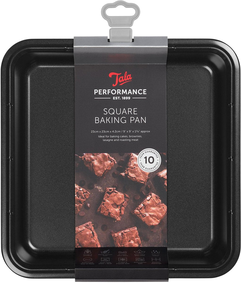 Tala performance - vierkante bakvorm - 23 cm - antiaanbaklaag - ovenbestendig - pfas-vrij
