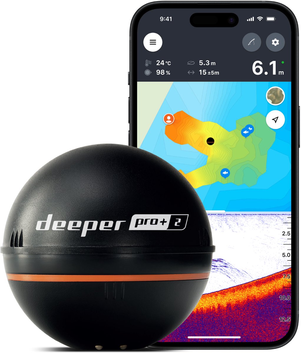 Sonda de peces GPS Deeper pro+ 2: sonda inalámbrica para costa y barco