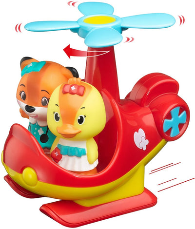 Klorofil Set de juego de helicóptero de rescate – helicóptero con hélices de flores giratorias y espacio para 2 figuras – incluida la figura de la pato Donna – juguete para niños a partir de 18 meses – estimula la imaginación y el juego de roles