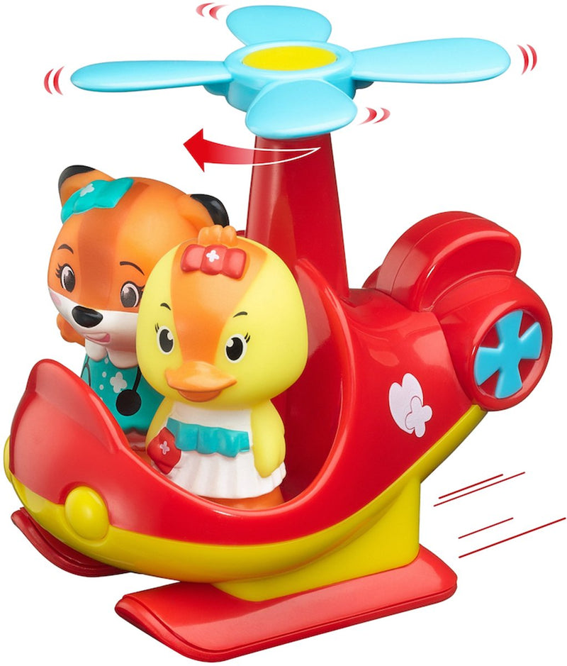 Klorofil Set de juego de helicóptero de rescate – helicóptero con hélices de flores giratorias y espacio para 2 figuras – incluida la figura de la pato Donna – juguete para niños a partir de 18 meses – estimula la imaginación y el juego de roles