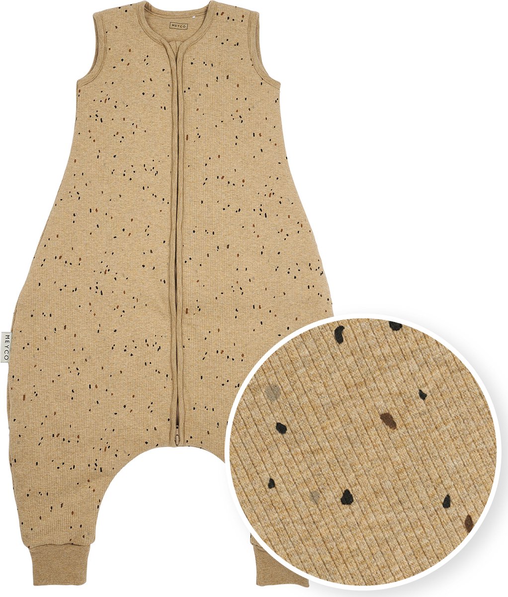 Meyco baby rib mini spot mono de dormir de invierno para bebé - toffee melange - 92cm - 2.0 tog