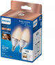 Philips smart lighting - kaarslamp 2-pack - slimme led-verlichting - warm- tot koelwit licht - e14 - 40w - mat - wi-fi