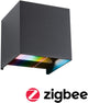 Paulmann Aplique LED smart home Zigbee 3.0 Cybo IP44 angular 100x100 mm RGBW+ 2x2.5W 2x150lm 230V antracita aluminio