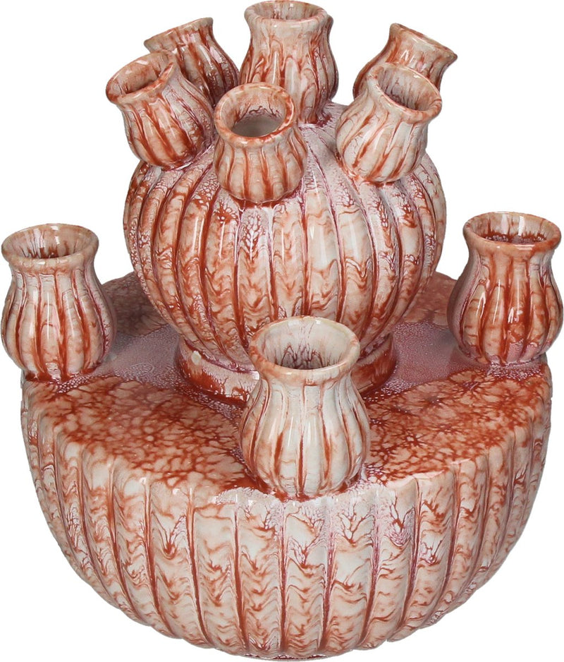 Jarrón colección hd loza naranja 23,5x23,5x27,5cm