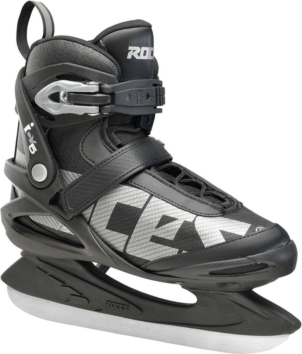 Roces – icy 5 – patines de hockey sobre hielo – patines hombres – negro plata – forro termo fit soporte de tobillo reforzado – talla eu 40