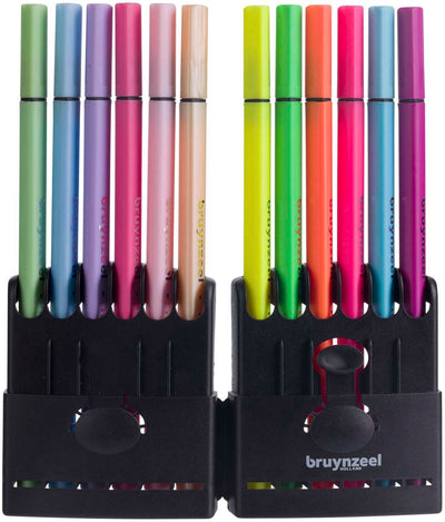 Bruynzeel Fineliner Set neon Pastel, 12 colori