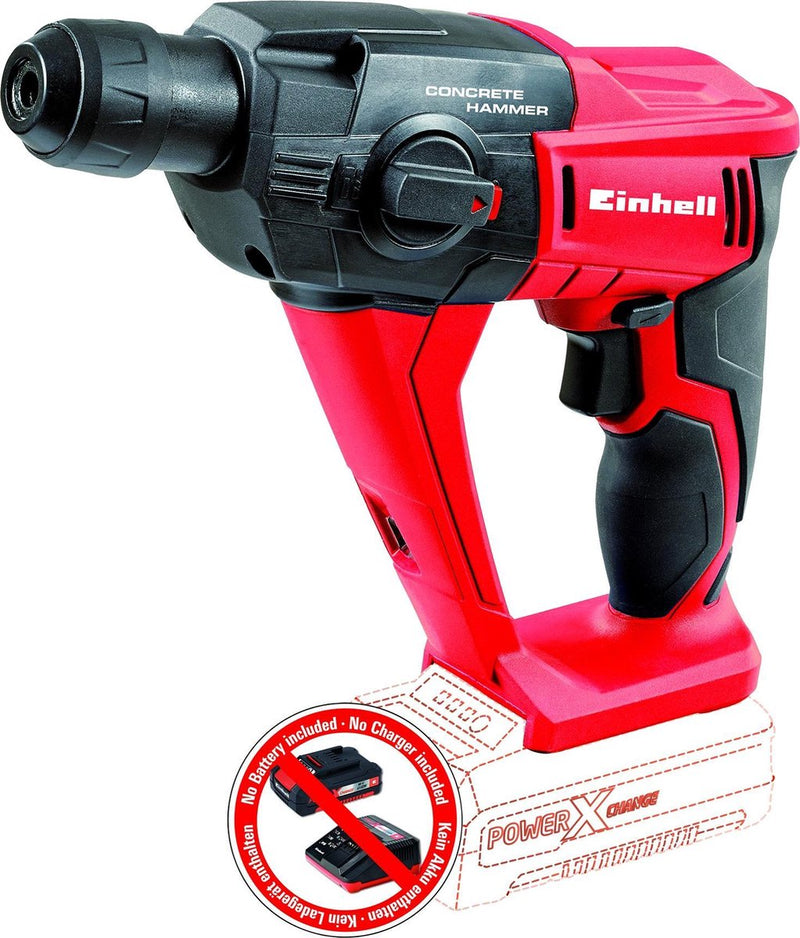 Taladro percutor inalámbrico Einhell te-hd 18 li-solo power x-change (li-ion - 18 v - 1,2 y - capacidad de perforación en hormigón 12 mm - grabación SDS plus - iluminación LED - sin batería ni cargador)