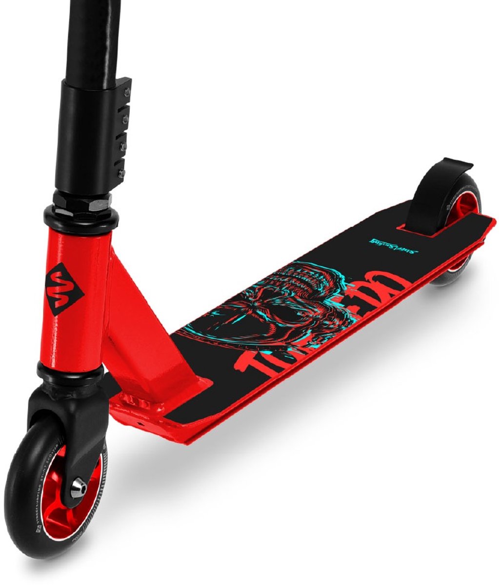 Streetsurfing street surfing torpedo stuntstep beginner – freestyle trickstep – 100 mm wielen – skatepark pro scooter – rood