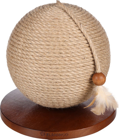 Juguete para gatos Flamingo - juguete para gatos bola rascadora estrella marrón ø 24,5 cm - pelota de juguete interactiva con cuerda rascadora de yute y resorte - juguete rascador para gatos compacto y elegante