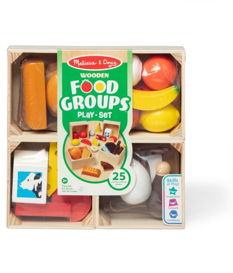 Melissa Doug – grupos de alimentos de madera – 21 piezas – con cajas de almacenamiento