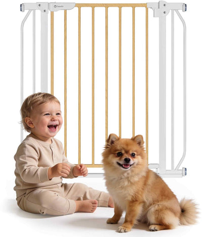 Barrera de seguridad para escaleras Lionelo - 75 a 105 cm para escaleras y puertas - umbral bajo - cierre automático - apertura por ambos lados - puerta para perros - puerta para escaleras - puerta de seguridad - puerta para niños