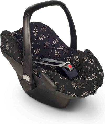 Funda de asiento Dooky 0+ funda de asiento de coche hojas románticas negro - funda de asiento de coche universal maxi cosi cabriofix, funda de maxi cosi pebble, funda de maxi cosi, cybex y más - funda de asiento de coche bebé universal