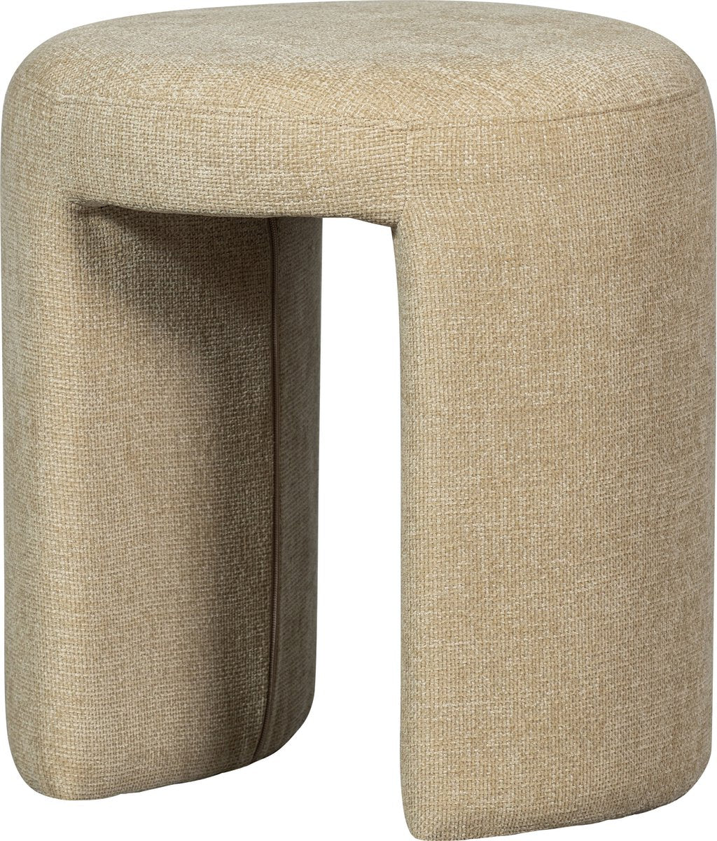 Taburete Charlie de madera - chenilla - natural - 47x45x45