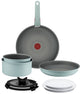 Tefal ingenio halo ecalyptus - set di padelle - 9 pezzi - incluso coperchio - manico