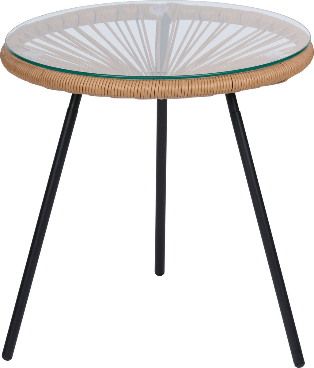 Arti casa bijzettafel acapulco - salontafel met glasblad en metaal - bijzettafeltje voor woonkamer - ø45 x 45 cm - modern design