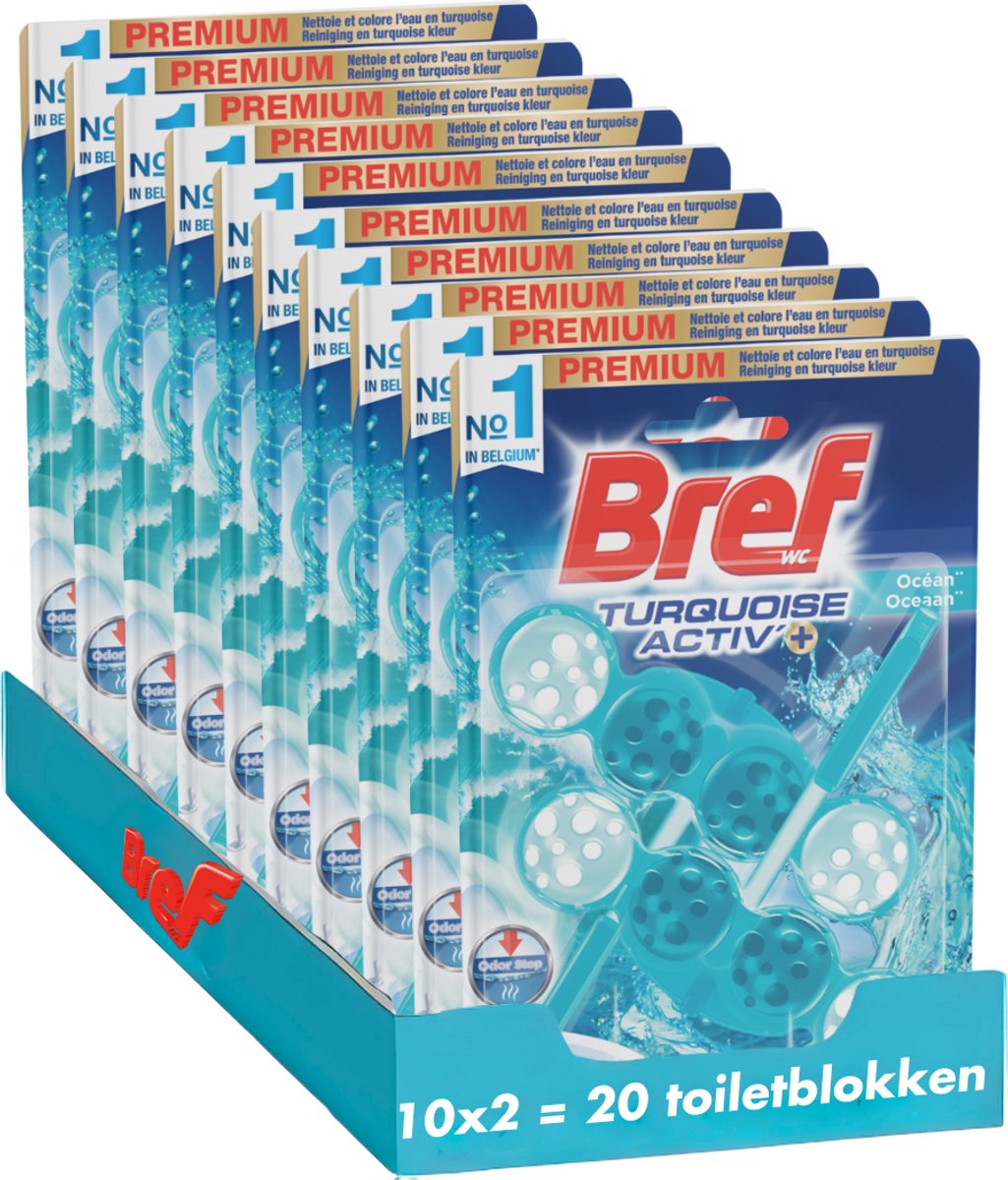 Bref - turchese activ' - toilette pulita - freschezza intensa e di lunga durata - confezione risparmio - 10 x 2 pezzi
