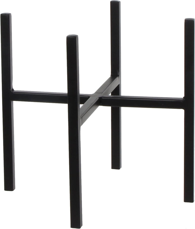Supporto per piante con decorazioni in mica - nero - h25 x l24 cm - metallo - vaso per piante e vaso per fiori
