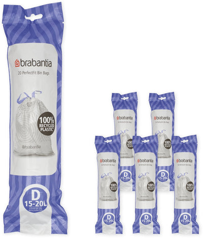 Brabantia perfectfit vuilniszakken - 15 20 l - code d - 6 rollen x 20 stuks