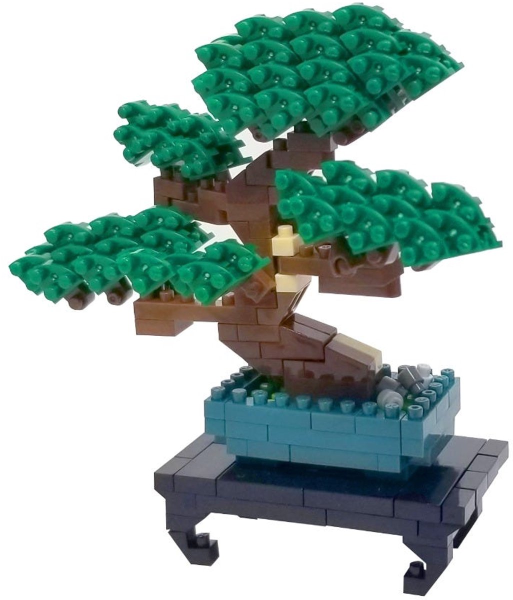 Bandai - nanoblock - bonsai - mini brick figuur - 280 brick bonsai bouwset - pixel bonsai plant figuur bouwpakket - mini brick plant bouwpakket - nbc224