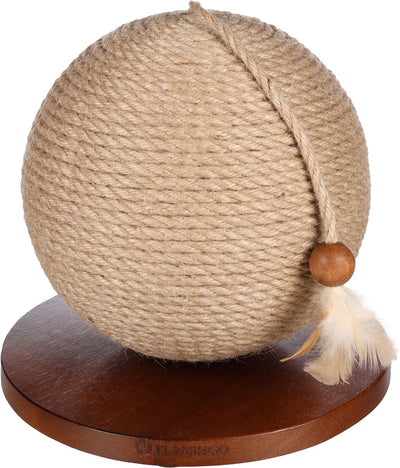 Giocattolo per gatti fenicottero - palla tiragraffi giocattolo per gatti estrella marrone ø 24,5 cm - palla giocattolo interattiva con corda tiragraffi in iuta e molla - giocattolo tiragraffi per gatti compatto ed elegante
