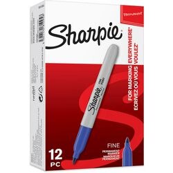 Rotulador permanente Sharpie punta fina azul 12 piezas