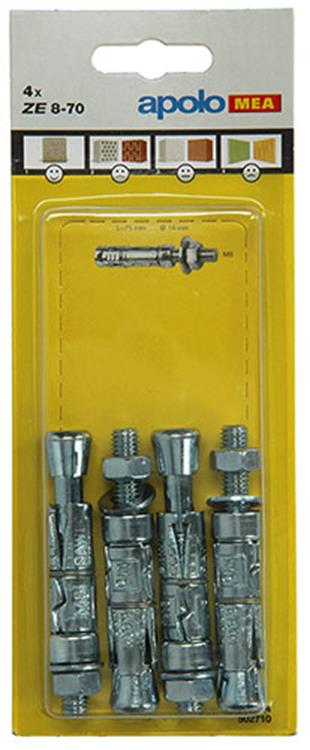 Celo 1003153 - 4 anclajes de expansión cada 14mm + varilla roscada 502710 8x70mm | 5 piezas